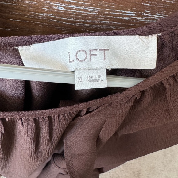 LOFT Brown Ruffle Blouse - Picture 2 of 2